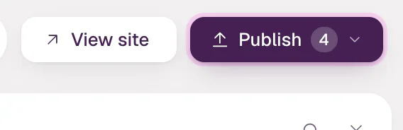 The right end of the top bar: View site and the Publish button with the number 3 on it.